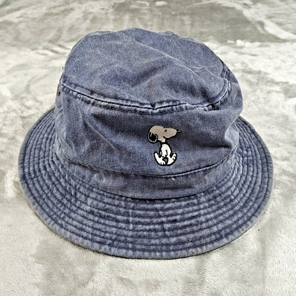 Vintage Snoopy‎ Bucket Hat Mens Small Medium Gray Denim 90s Y2K Peanuts Cartoon
